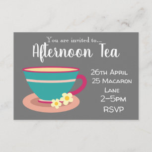 Invitation Tea party colorée de l'après-midi
