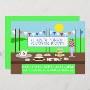 Invitation Tea Party de jardin, fête d'anniversaire