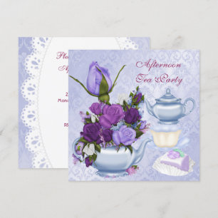 Invitation Tea Party de l'après-midi Tea Party Purple Floral 
