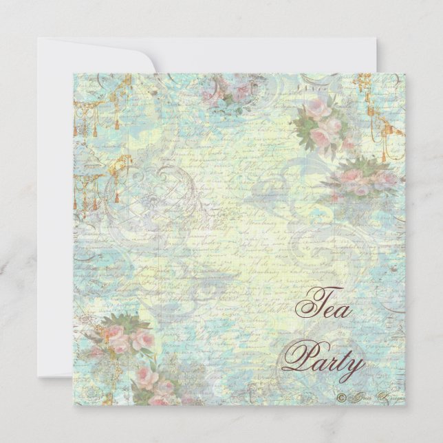 Invitation Tea Party de rose victorienne (Devant)