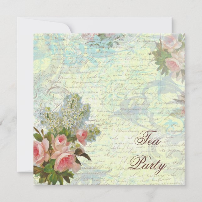 Invitation Tea Party de rose victorienne (Devant)