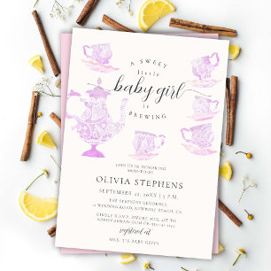 Invitation Tea Party Élégant Boho Lace Set bébé fille Douche