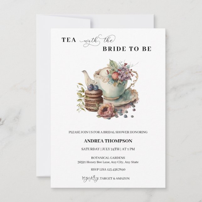 Invitation Tea Party | Fête des mariées de thé (Devant)