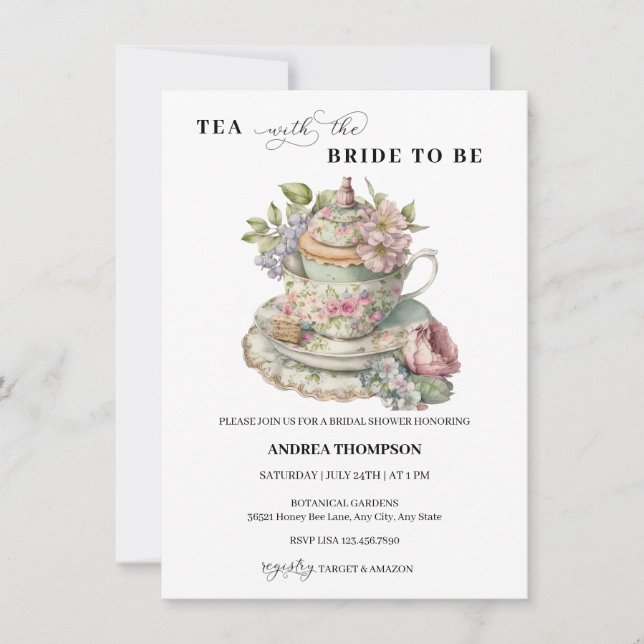 Invitation Tea Party | Fête des mariées de thé (Devant)