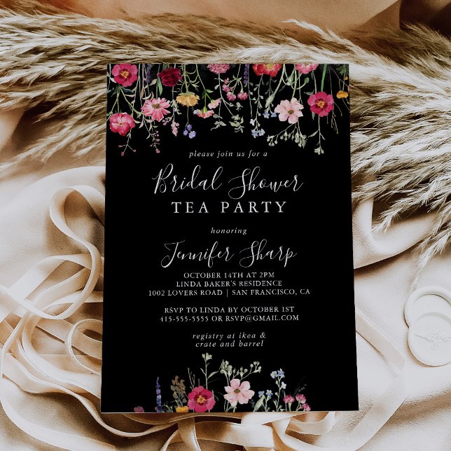 Invitation Tea Party Fête des mariées Fleur sauvage multicolo (Créateur téléchargé)