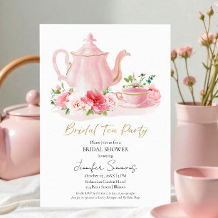 Invitation Tea Party   Fête des mariées florale dorée
