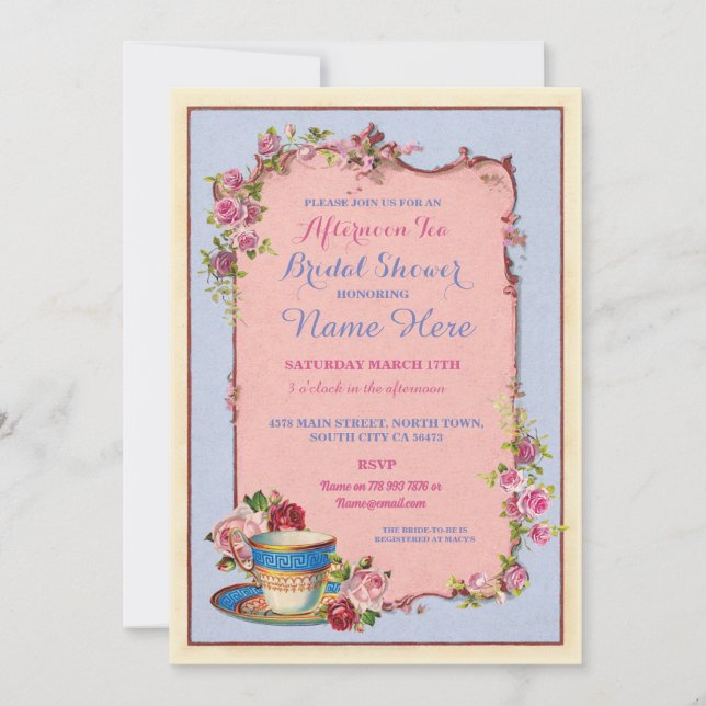Invitation Tea Party Fête des mariées jardin Teacup Invitatio (Devant)