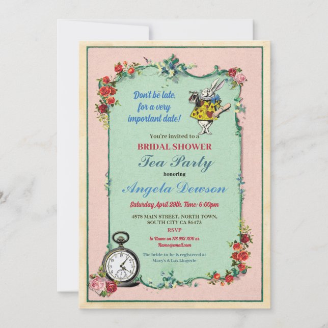Invitation Tea Party Fête des mariées Teapot Wonderland Invit (Devant)