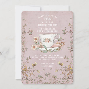 Invitation Tea Party fleur sauvage Dusty Fête des mariées ros