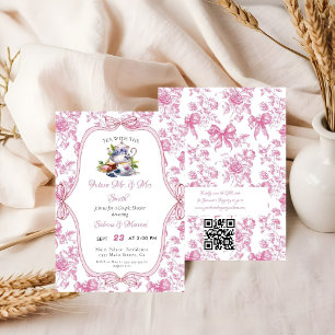 Invitation Tea Party Fleur sauvage rose Douche Couple