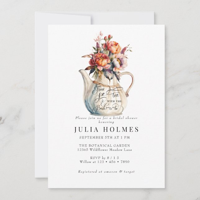 Invitation Tea Party | Floral Classic Fête des mariées (Devant)