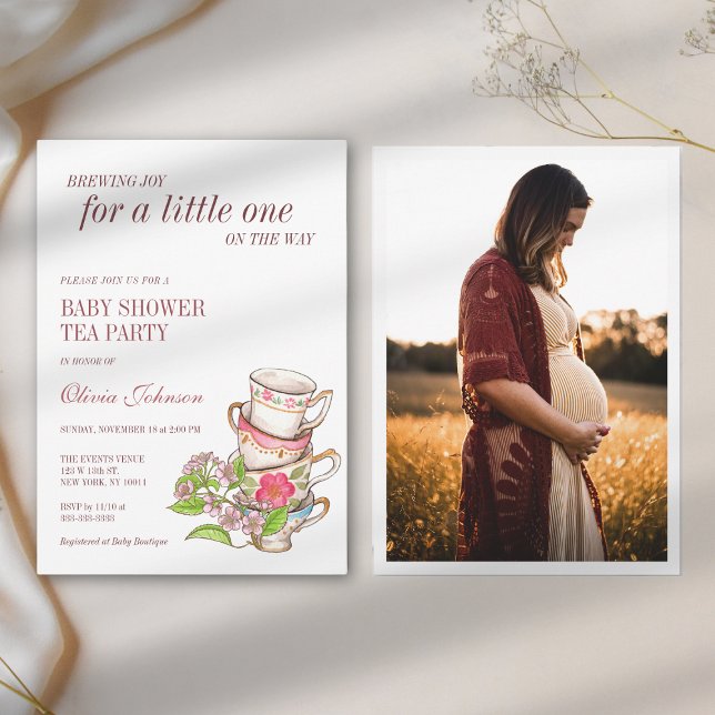 Invitation Tea Party Genre Neutre Baby shower Photo (Créateur téléchargé)