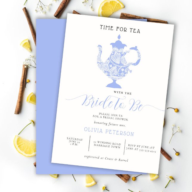 Invitation Tea Party Lavender Bleu Fête des mariées de dentel (Créateur téléchargé)