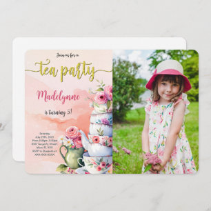 Invitation Tea Party modifiable Anniversaire Photo