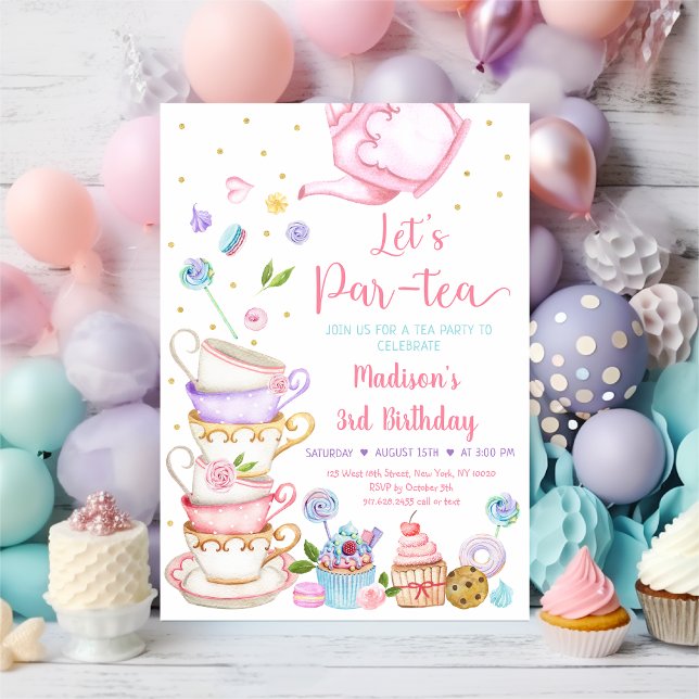 Invitation Tea Party Par-tea Anniversaire (Créateur téléchargé)