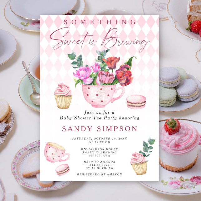 Invitation Tea Party Quelque chose de sucré brasse du Baby sh (Créateur téléchargé)
