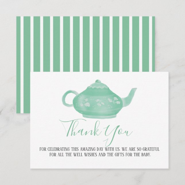 Invitation Tea Party Shabby Chic Baby shower | MERCI (Devant / Derrière)