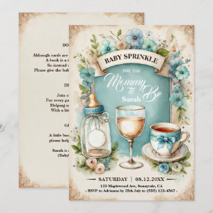 Invitation Tea Party vintage Garçons Bébé Sprinkel