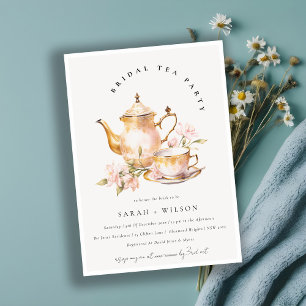 Invitation Tea Set à Fête des mariées Rose Gold Floral