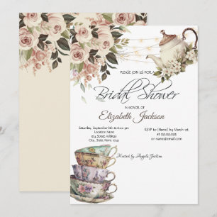 Invitation Tea Set Lumières Fête des mariées Rose