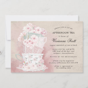 Invitation Tea Tea Tea ups Fête des mariées Vintage