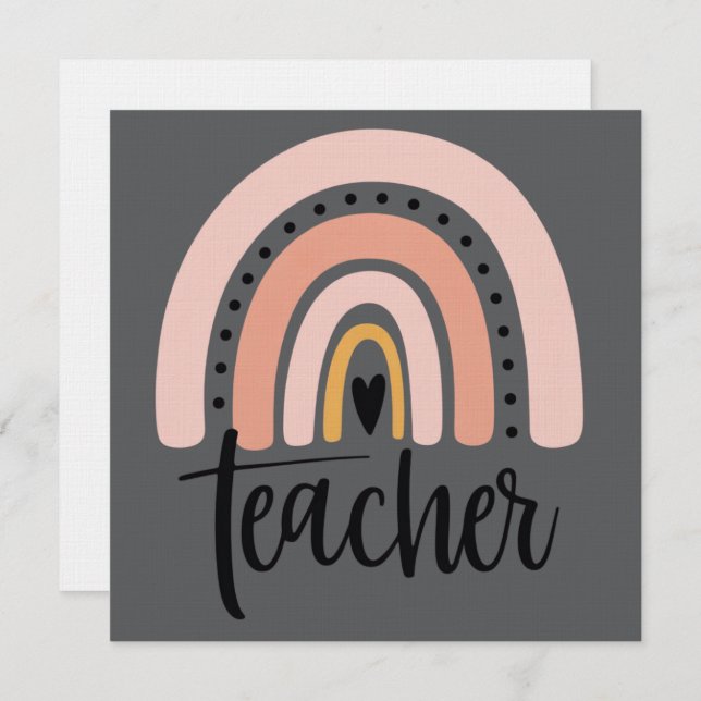 Invitation Teach Teacher Love Inspire Gift Rainbow  (Devant / Derrière)