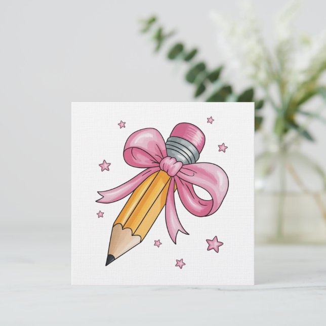 Invitation Teacher Bow Pencil Teaching Life Appreciation Gift (Debout devant)