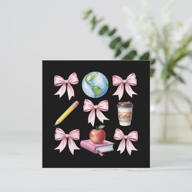 Invitation Teacher Coffee Bow Cute Appreciation Gifts  (Debout devant)