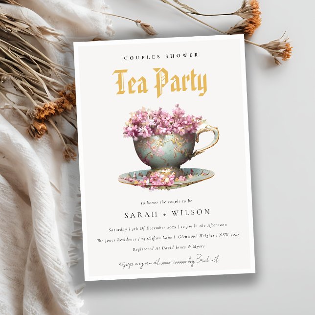 Invitation Teacup Rose or Floral Couples Douche Tea Party (Créateur téléchargé)