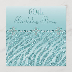 Invitation Teal a imprimé des bijoux et anniversaire de