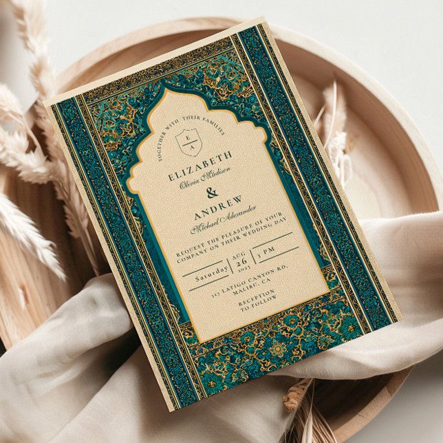 Invitation Teal Arch Islamic Wedding (Créateur téléchargé)