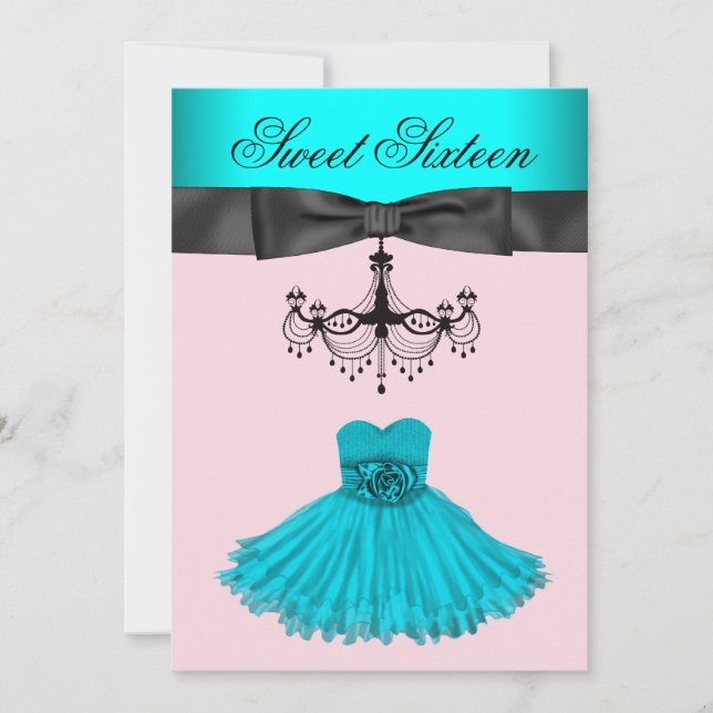 Invitation Teal Blue Chandelier (Devant)