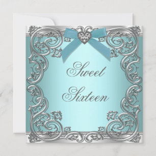 Invitation Teal Blue Sweet 16 Anniversaire