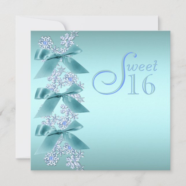Invitation Teal Blue White Snowflake (Devant)
