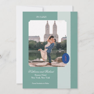 Invitation Teal bord cranté Save The Date