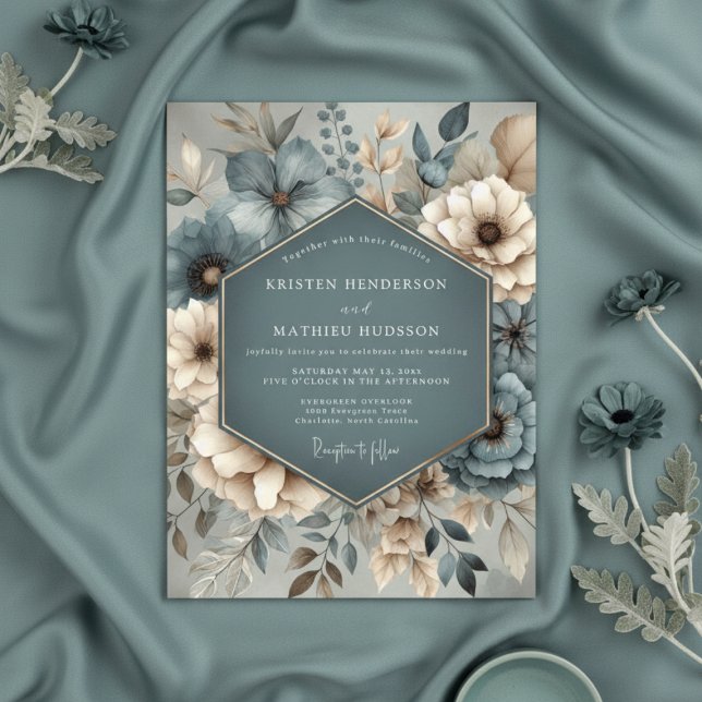 Invitation Teal Botanical Whimsy Wedding (Créateur téléchargé)