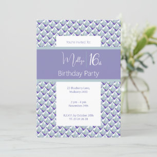 Invitation Teal Purple Magnolia Purple Sweet 16e Anniversaire