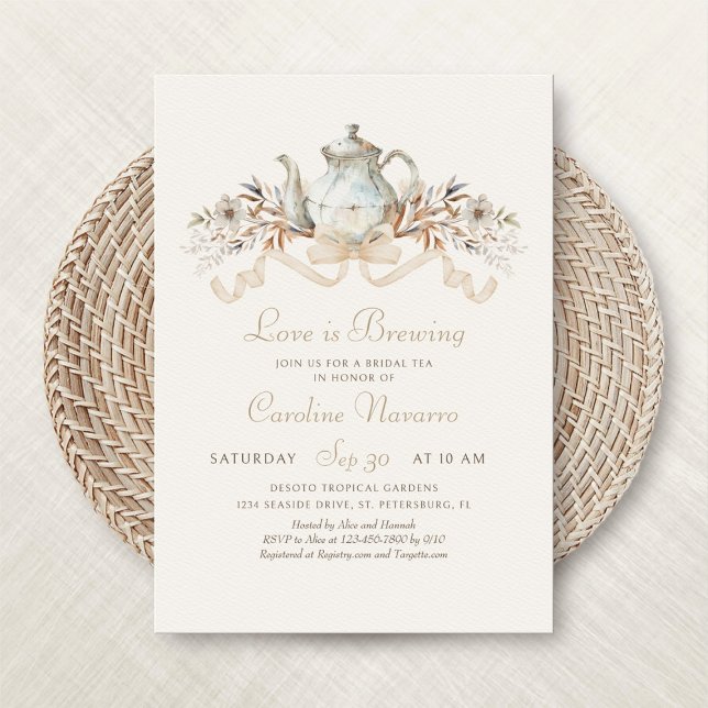 Invitation Teapot d'automne Tea Party Douche (Créateur téléchargé)