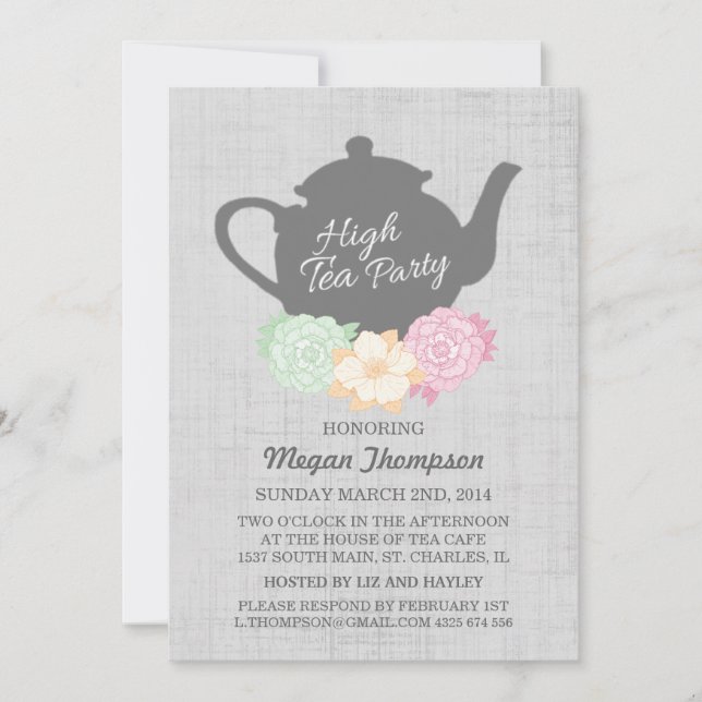 Invitation Teapot High Tea (Devant)