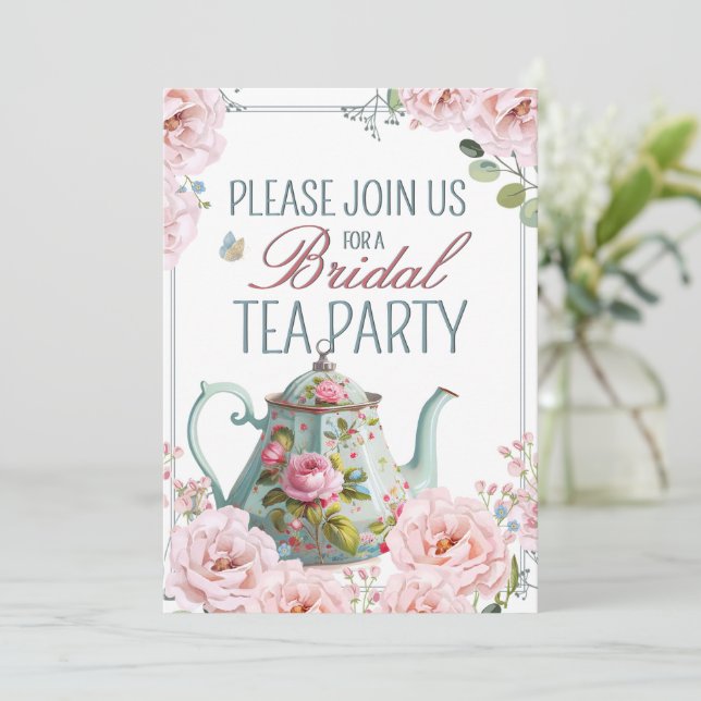 Invitation Teapot Teapot Party Mariage Brunch (Debout devant)