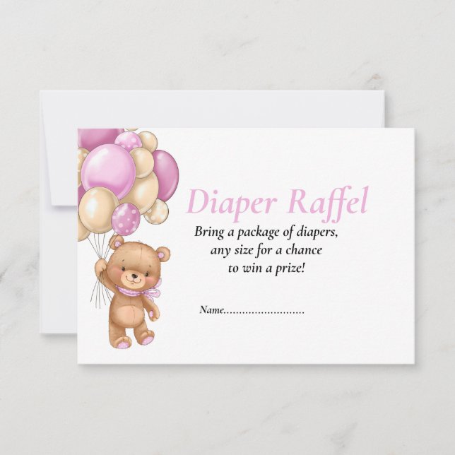 Invitation Teddies au poker points pour Baby Shower couche ro (Devant)