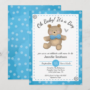 Invitation Teddy Baby shower Ours Oh Baby