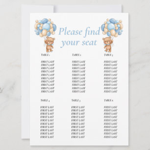 Invitation Teddy  Ballon  Bleu Garçon Anniversaire