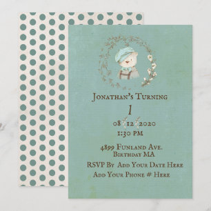 Invitation Teddy Bear 1er premier anniversaire Personnaliser