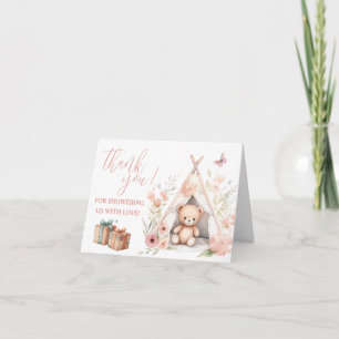 Invitation Teddy Bear assis dans un tipi Merci Note