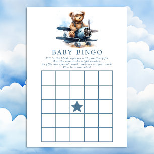 Invitation Teddy Bear Avion Baby shower Bingo Jeu