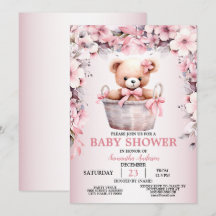 Teddy Bear Baby Girl Baby shower de fleurs roses