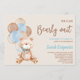 Invitation Teddy Bear Baby shower Boy