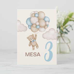 Invitation Teddy Bear Baby shower Boy Panneau espagnol