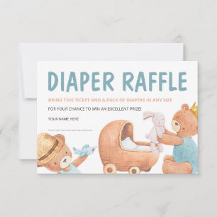Invitation Teddy Bear Baby shower Déchets Raffle Ticket